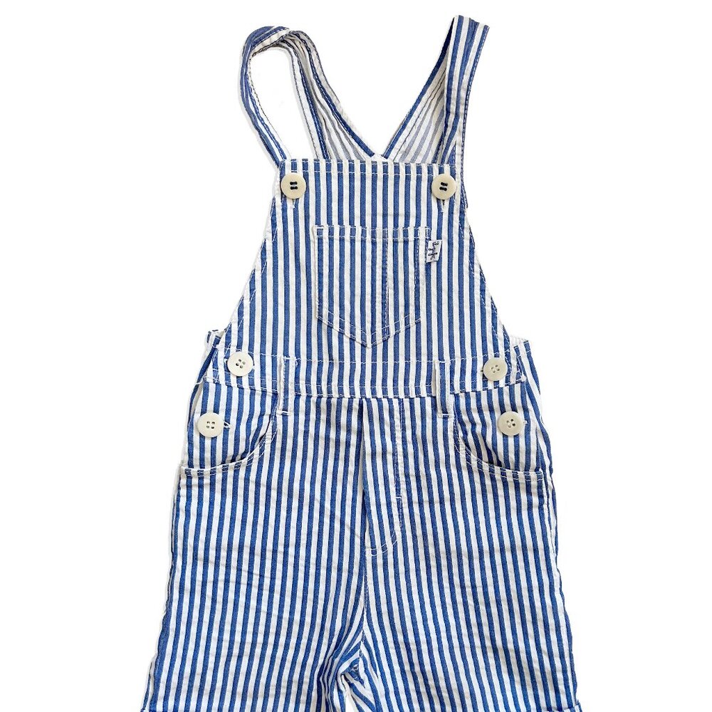 Il Gufo Blue Striped Linen Dungarees 3T